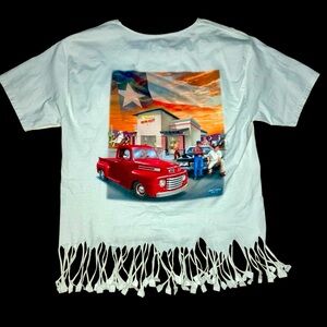 In & Out Burger Texas 🐎🤠 Custom Fringe Tee. Size M. Hanes Beefy.